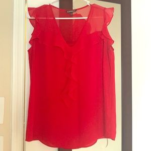 Red ruffle blouse size medium, sleeveless